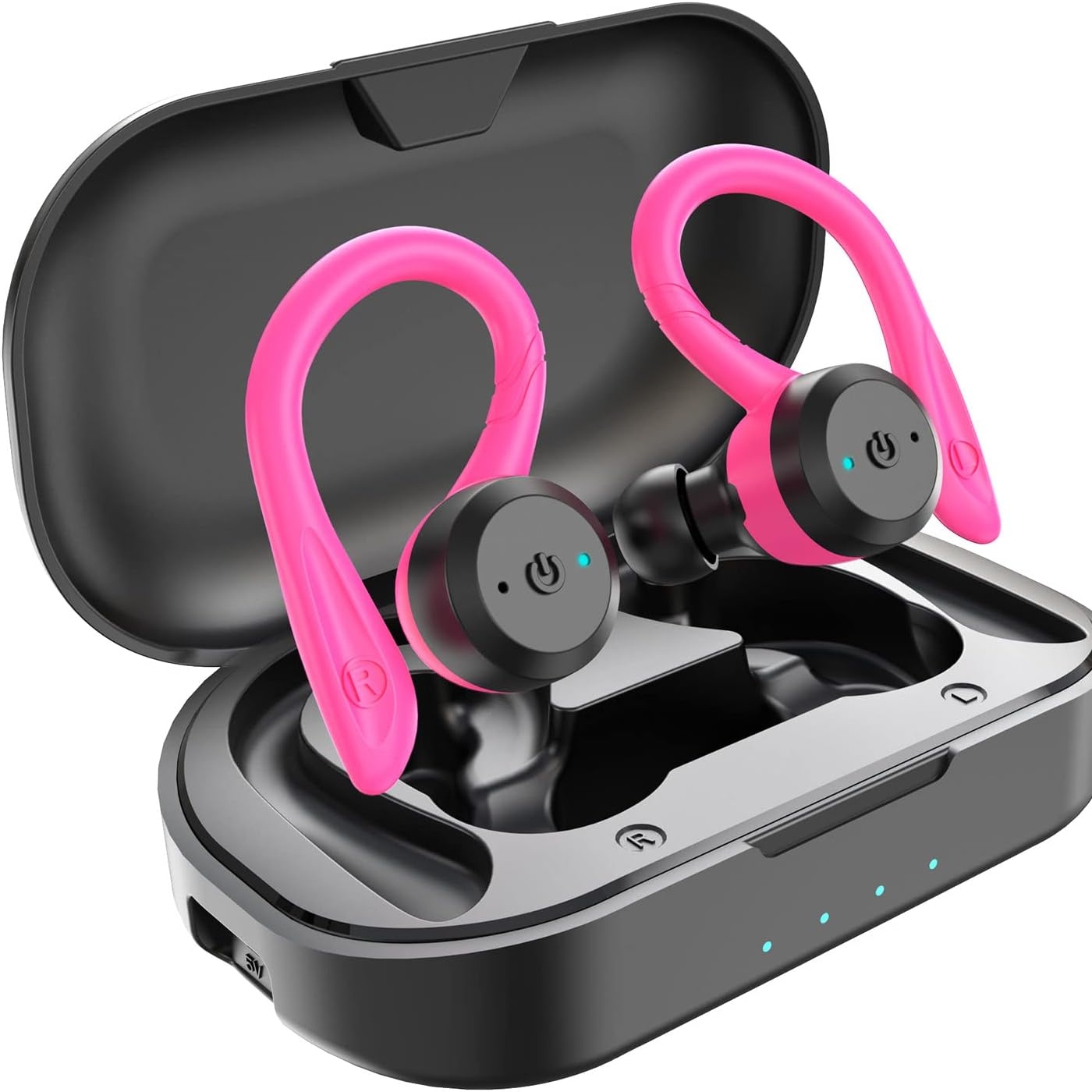 thumbnail image 1 of Auriculares inalámbricos con estuche de carga, sonido estéreo resistente al agua y micrófono integrado para practicar deporte y correr, 1 of 6