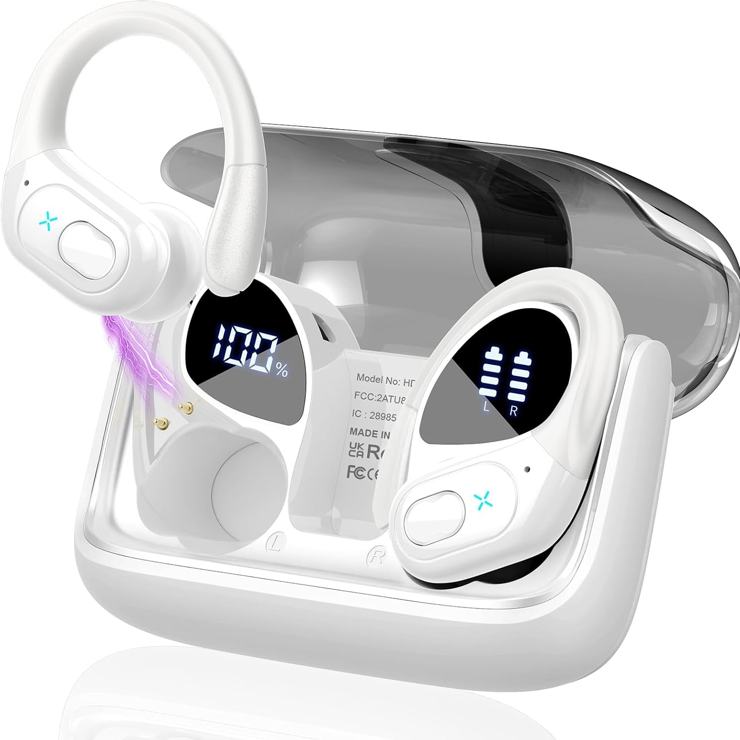 thumbnail image 1 of Auriculares inalámbricos con 75 horas de reproducción, Bluetooth 5.4, IPX7, resistentes al agua, para hacer ejercicio, correr o ir al gimnasio, 1 of 7