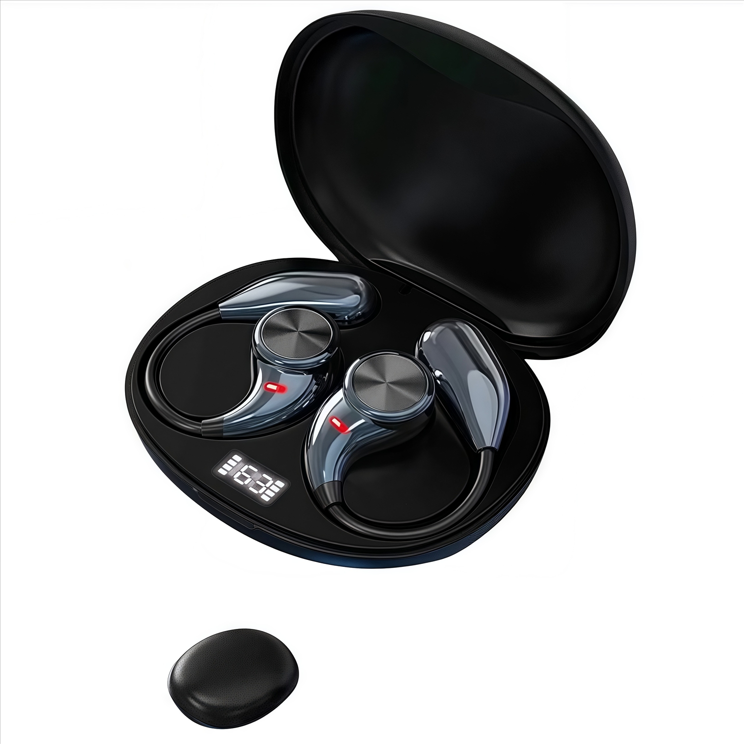 thumbnail image 1 of Auriculares OWS Open Ear con Bluetooth 5.4, micrófono, ganchos para las orejas, conexión inalámbrica dual y 100 horas de reproducción para practicar deporte, correr o hacer ejercicio, 1 of 6