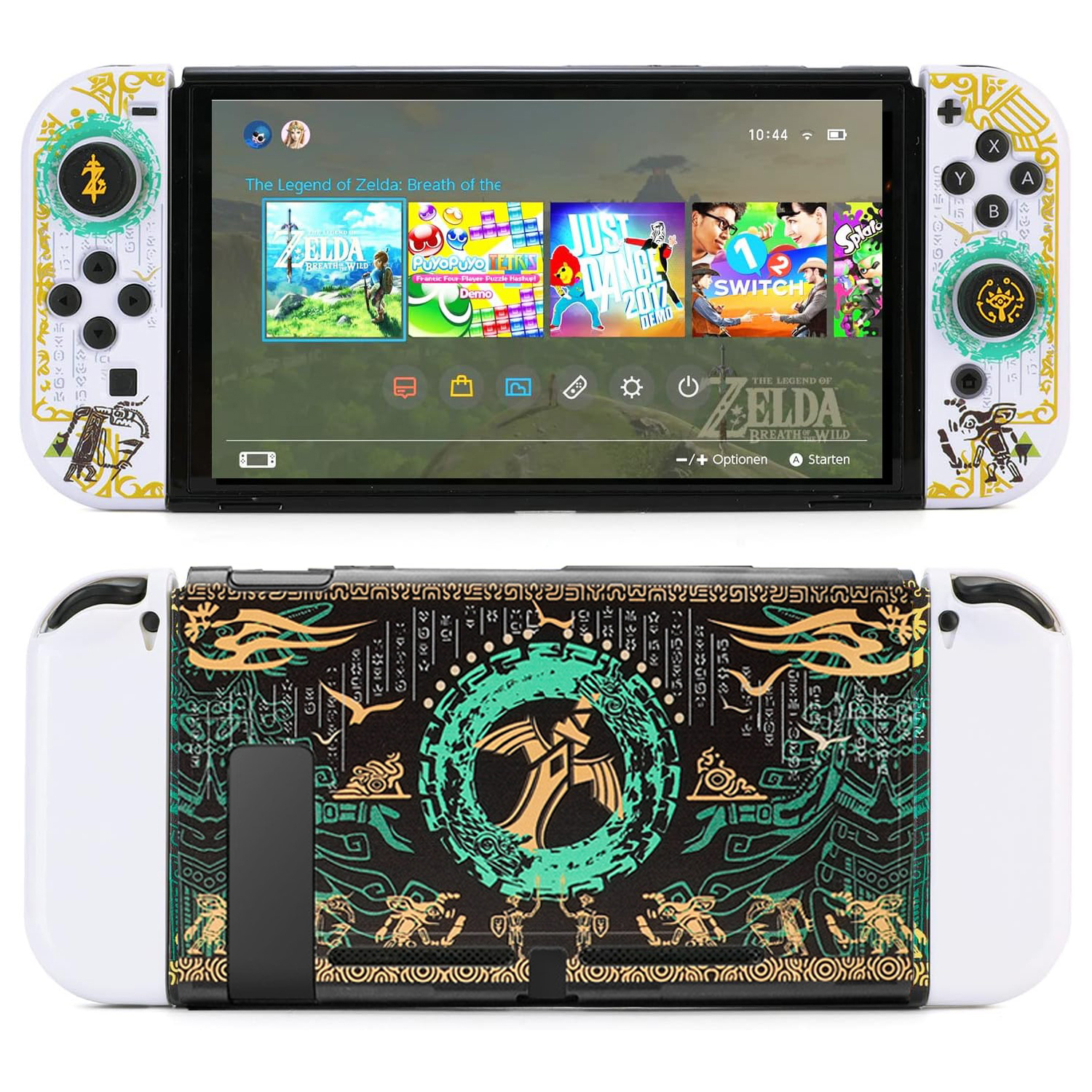 Funda protectora para Nintendo Switch y Switch OLED. Funda rígida a prueba de golpes con diseño de Joycons Skin y tapas para los pulgares