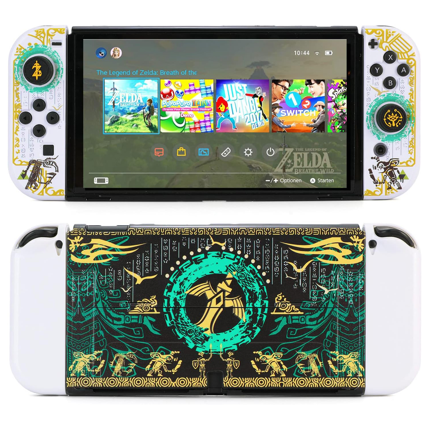 Funda protectora para Nintendo Switch y Switch OLED. Funda rígida a prueba de golpes con diseño de Joycons Skin y tapas para los pulgares