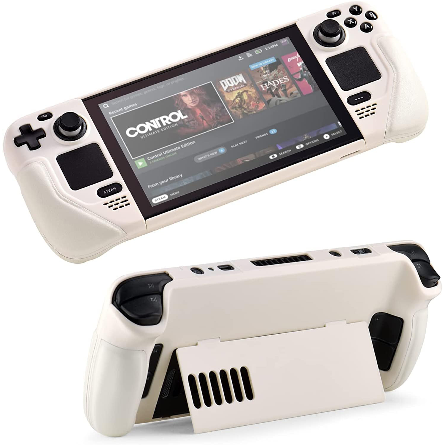 thumbnail image 1 of Funda con soporte para Steam Deck Blanco Rojo: accesorio protector y fiable con función de soporte, 1 of 6