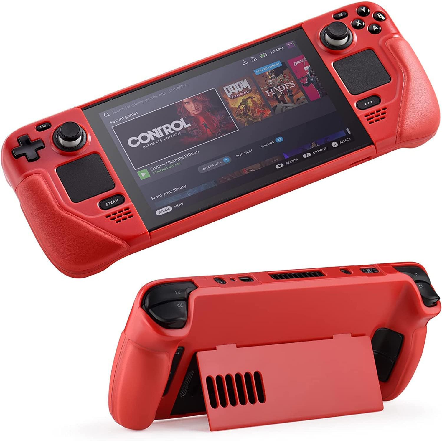 thumbnail image 1 of Funda con soporte para Steam Deck Blanco Rojo: accesorio protector y fiable con función de soporte, 1 of 5