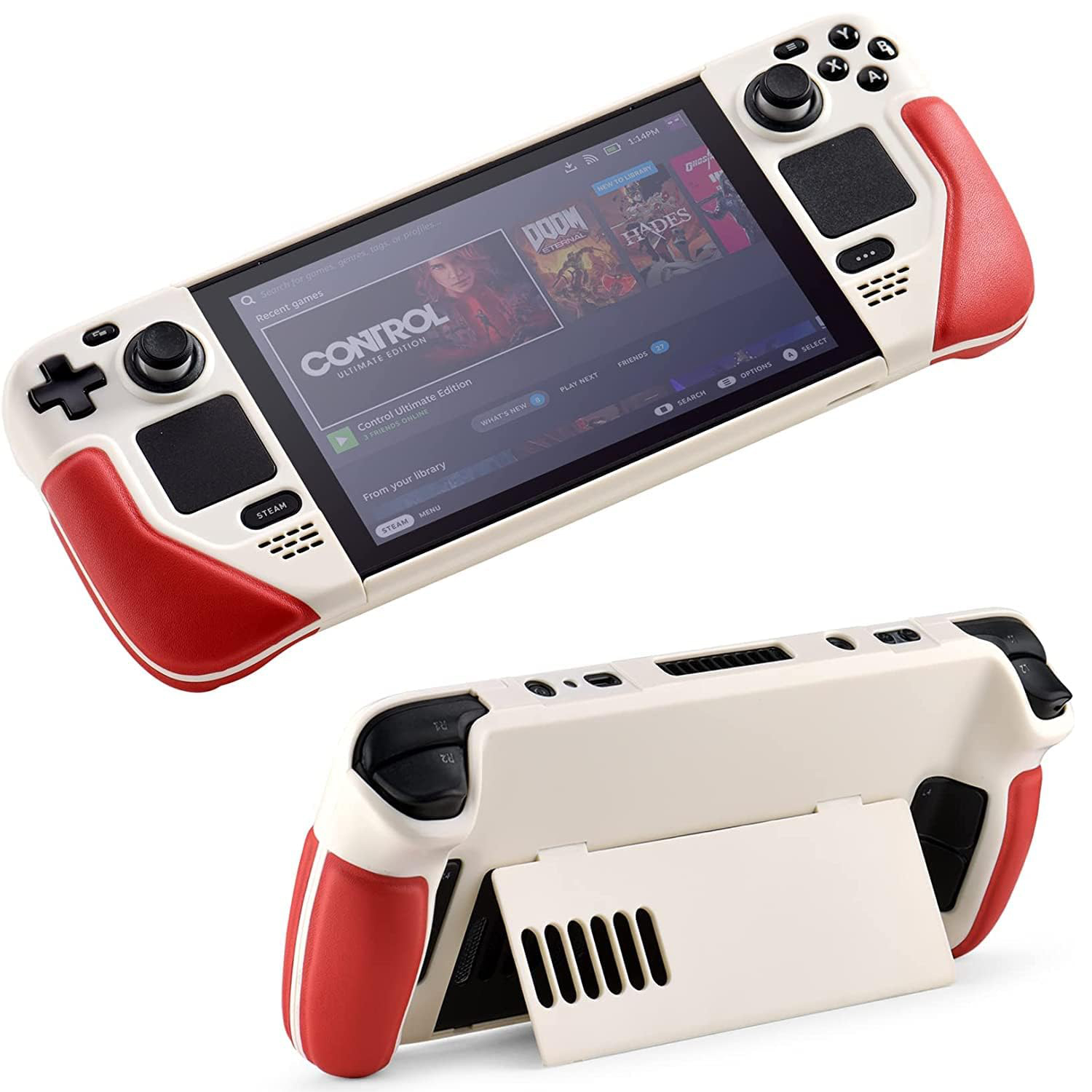 thumbnail image 1 of Funda con soporte para Steam Deck Blanco Rojo: accesorio protector y fiable con función de soporte, 1 of 8
