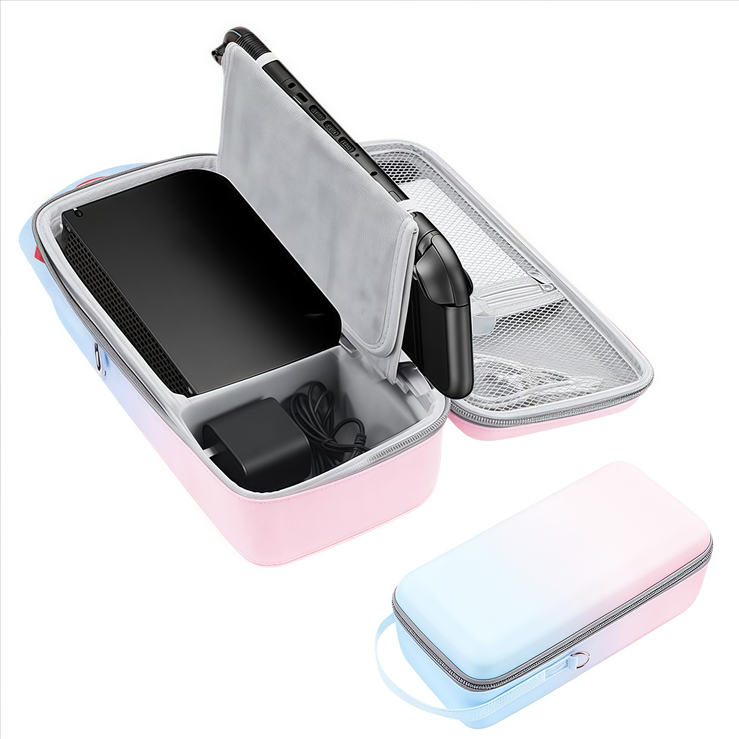 thumbnail image 1 of Funda rígida para Nintendo Switch 2 con bolsillos de almacenamiento, cremallera y accesorios protectores, 1 of 7