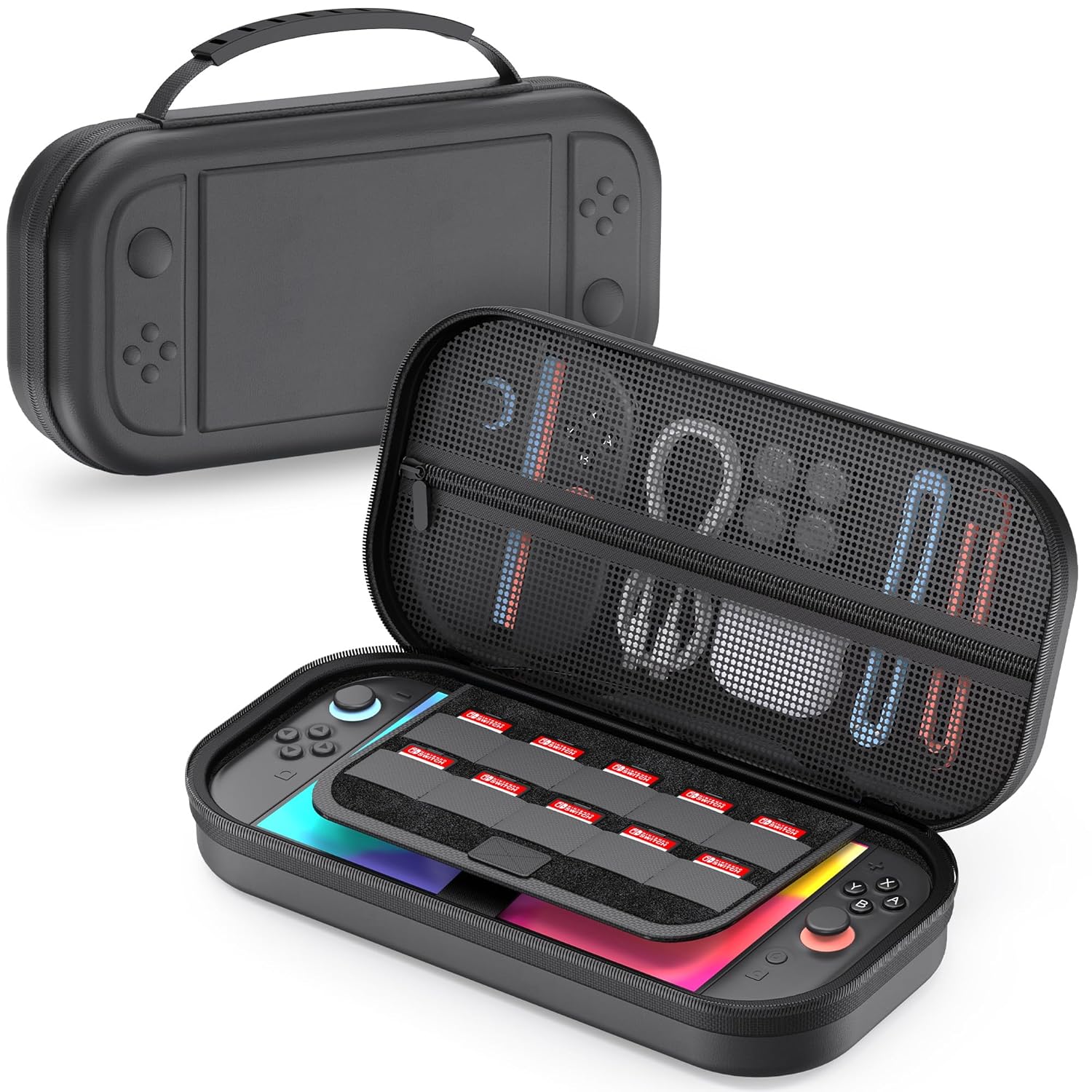 thumbnail image 1 of Estuche rígido portátil de gran capacidad para Nintendo Switch 2, estuche de viaje delgado con bolsillos para accesorios y tarjetas de juego, con capacidad para 10 cartuchos, 1 of 7