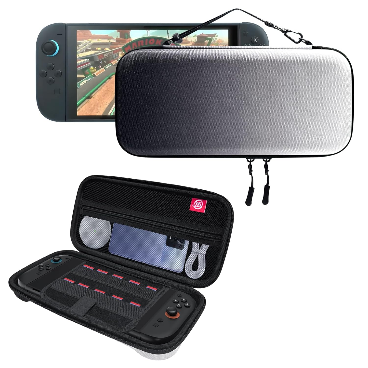 thumbnail image 1 of Funda protectora de viaje compatible con Nintendo Switch 2 con múltiples bolsillos para accesorios y juegos, 1 of 7