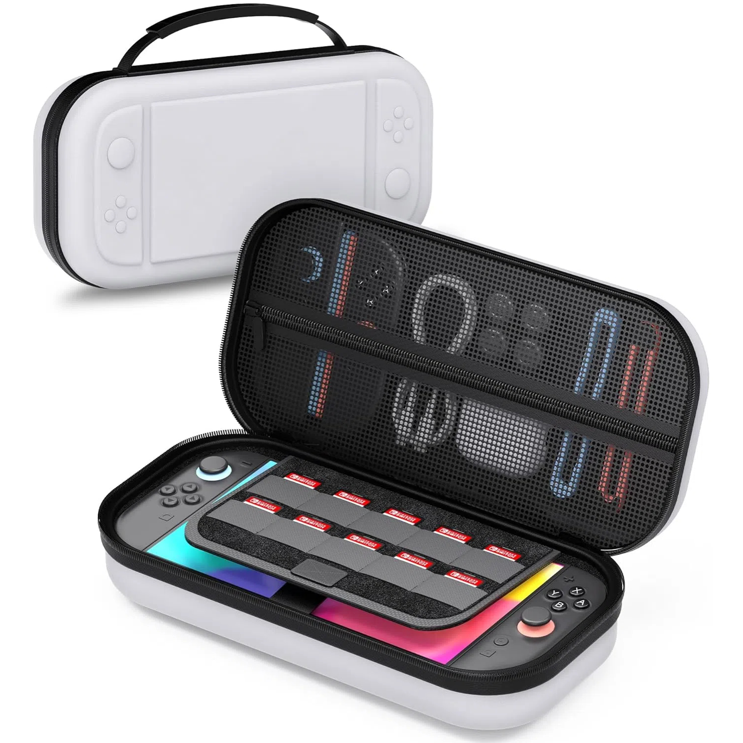 thumbnail image 1 of Estuche rígido portátil de gran capacidad para Nintendo Switch 2, estuche de viaje delgado con bolsillos para accesorios y tarjetas de juego, con capacidad para 10 cartuchos, 1 of 7