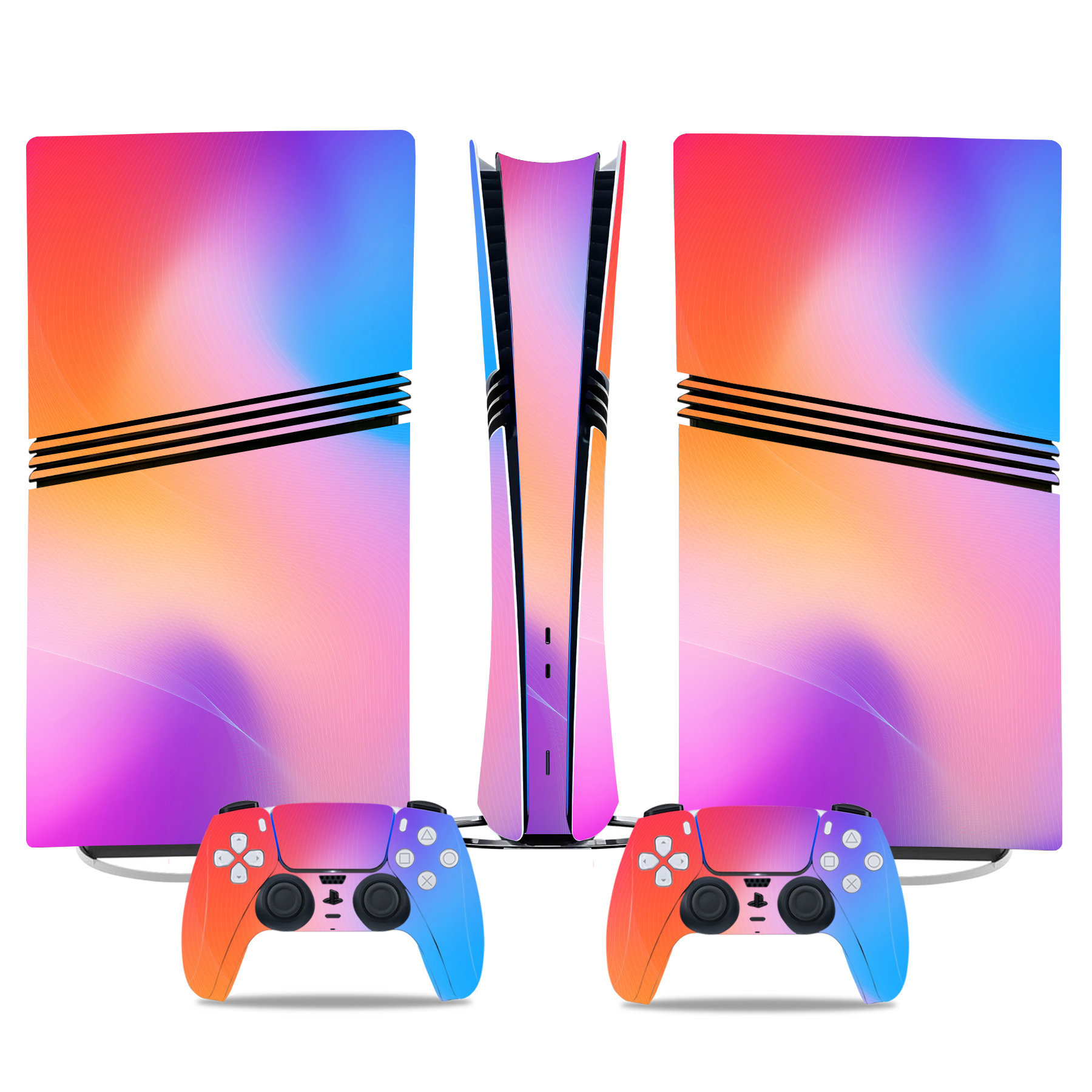 thumbnail image 1 of Compatible con las pegatinas para la consola PlayStation 5 Pro y el juego de calcomanías con diseño degradado para la película protectora del mando de la PS5 Pro, 1 of 2