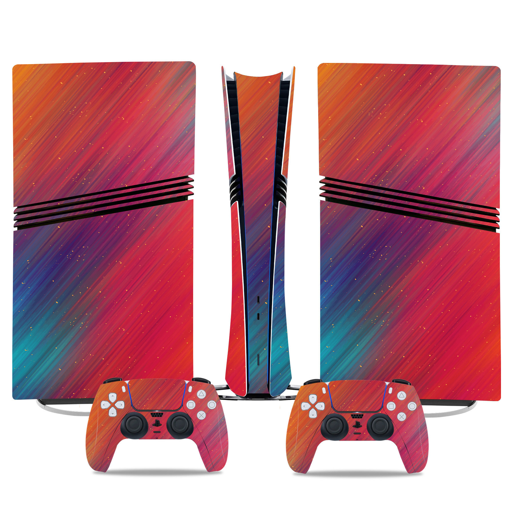 thumbnail image 1 of Compatible con las pegatinas para la consola PlayStation 5 Pro y el juego de calcomanías con diseño degradado para la película protectora del mando de la PS5 Pro, 1 of 2