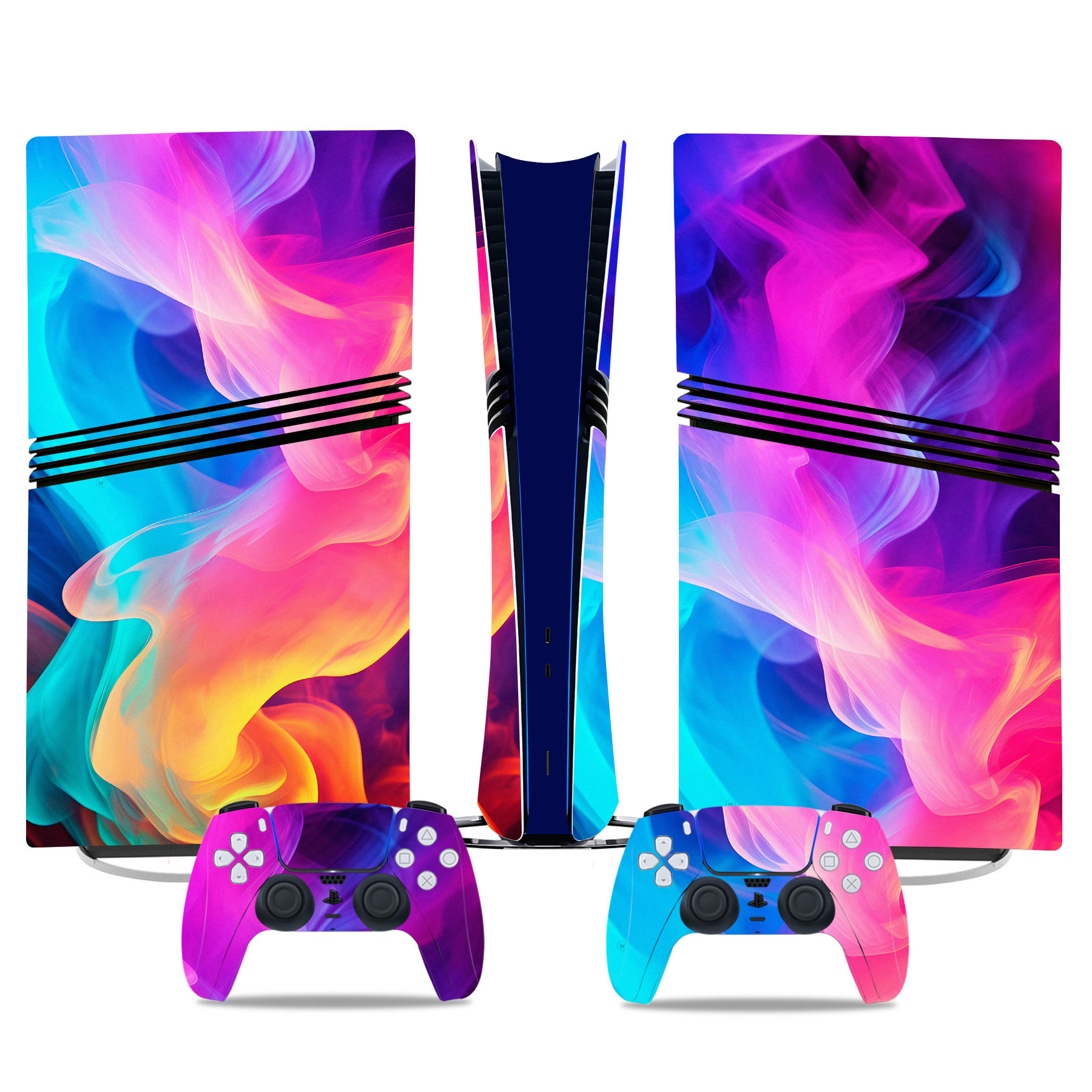 Compatible con las pegatinas para la consola PlayStation 5 Pro y el juego de calcomanías con diseño degradado para la película protectora del mando de la PS5 Pro