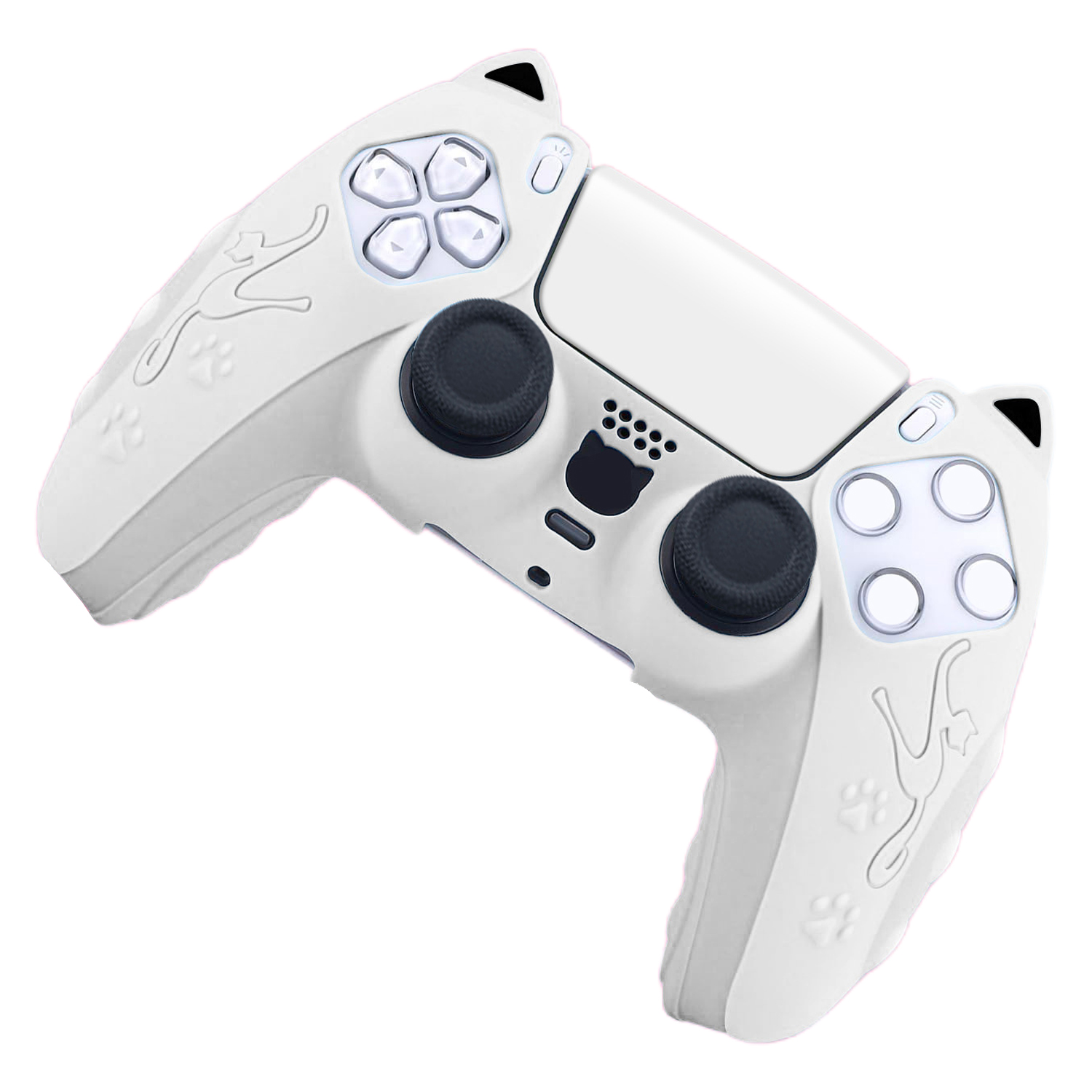 thumbnail image 1 of Funda de silicona compatible con el mando de la PS5 con diseño antideslizante con orejas de gato, 1 of 5