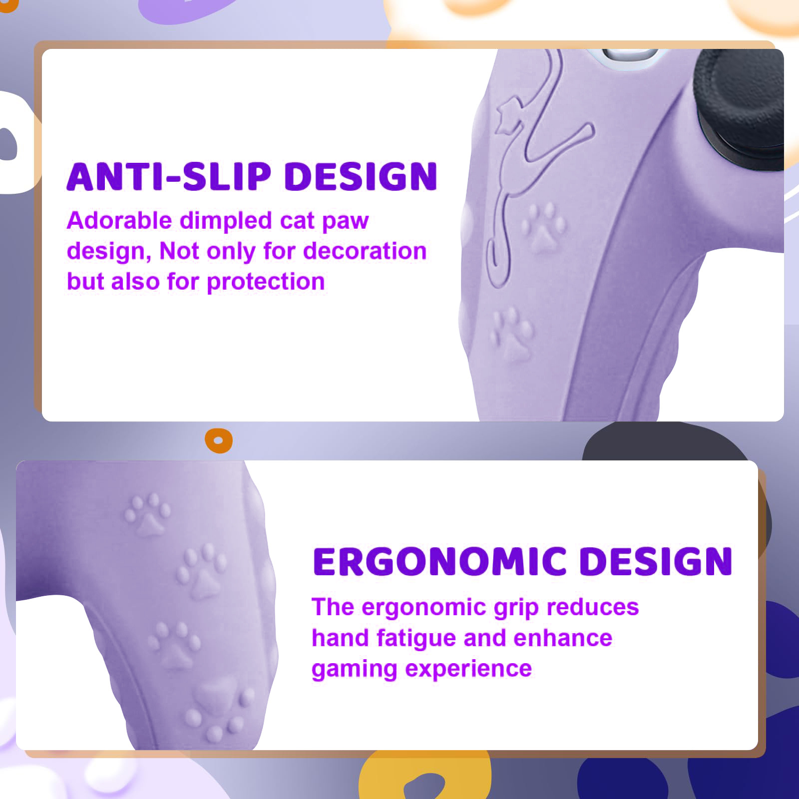 Silicone Case Compatible with PS5 Game Controller with Anti-Slip Cat Ear Design
