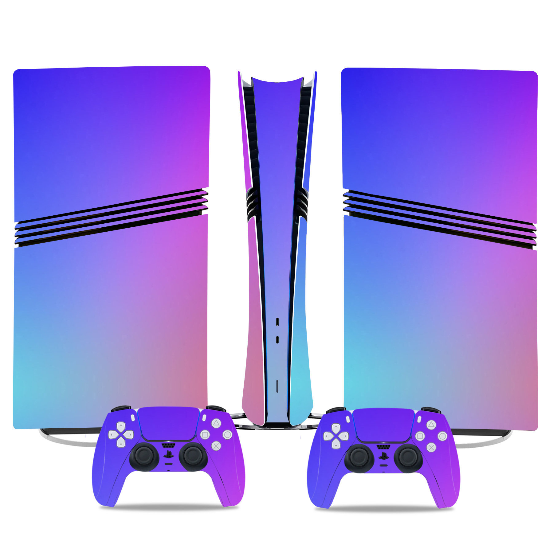Compatible con las pegatinas para la consola PlayStation 5 Pro y el juego de calcomanías con diseño degradado para la película protectora del mando de la PS5 Pro