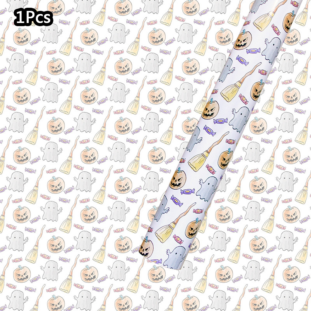 Halloween Pumpkin Ghost Web Gift Wrapping Paper Sheet Gifts Packaging Supplies - Picture 25 of 29