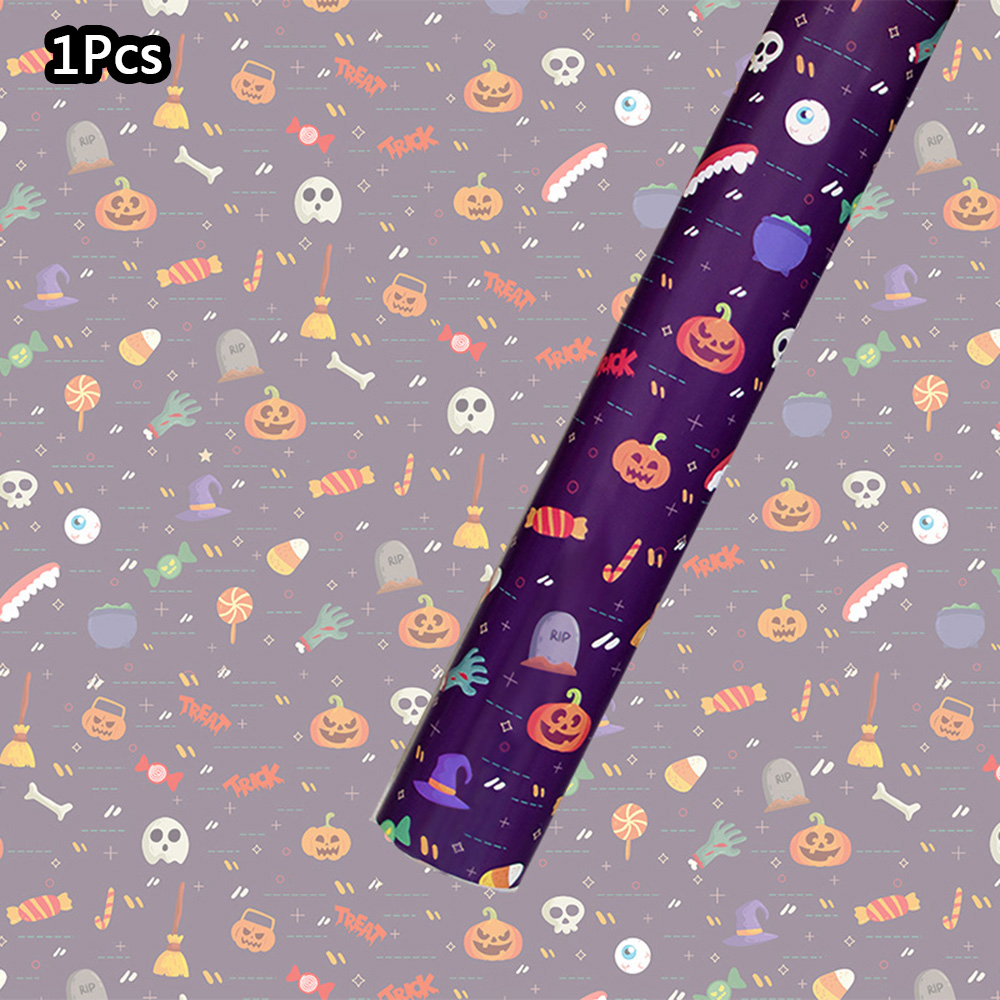 Halloween Pumpkin Ghost Web Gift Wrapping Paper Sheet Gifts Packaging Supplies - Picture 28 of 29