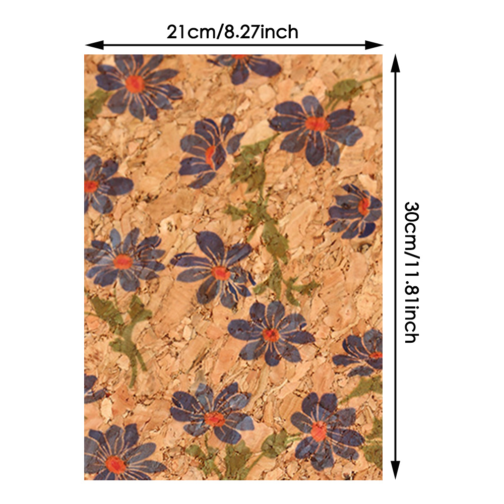 21x29cm Printed Cork Fabric for Clothing Patch Sewing Material Bag Decor Craft