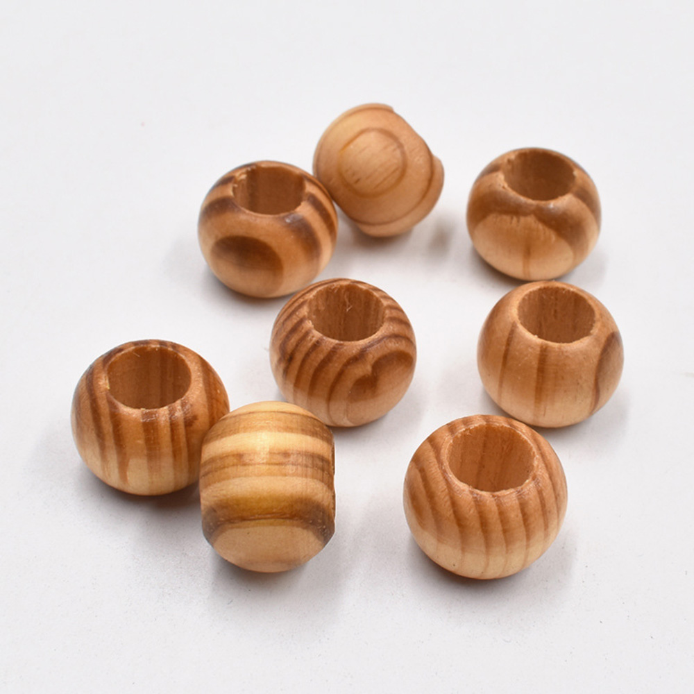 20 Stck. Großes Loch Runde Perle Holz Lose Perlen Handarbeit Schmuck Zubehör Zum Selbermachen - Bild 13 von 17