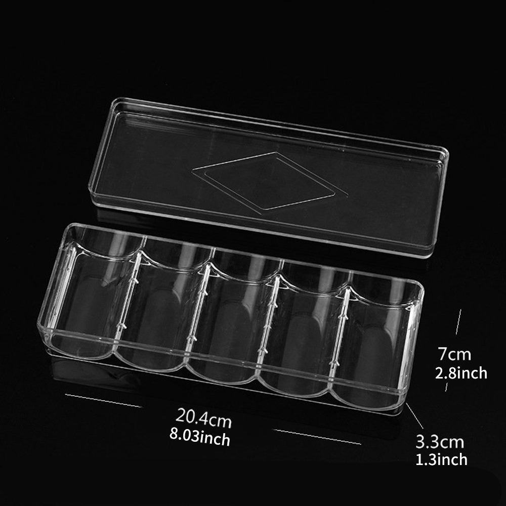 Acrylic Clear Poker Chips Storage Box with Lid Coin Collection Case Game Supply