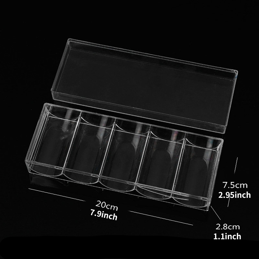 Acrylic Clear Poker Chips Storage Box with Lid Coin Collection Case Game Supply