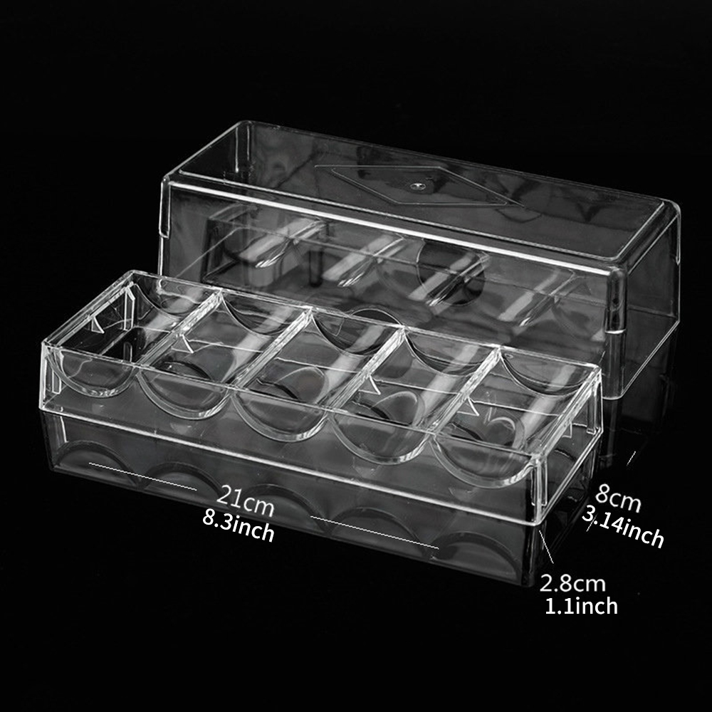 Acrylic Clear Poker Chips Storage Box with Lid Coin Collection Case Game Supply