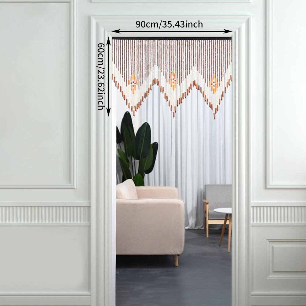 Wooden Beaded Bamboo Door Curtains Chinese Style Privacy Screen Divider Curtains