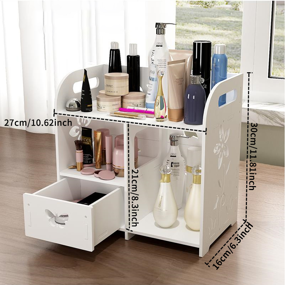 Makeup Organiser W/drawer Cosmetic Skincare Storage Rack for Bathroom Countertop