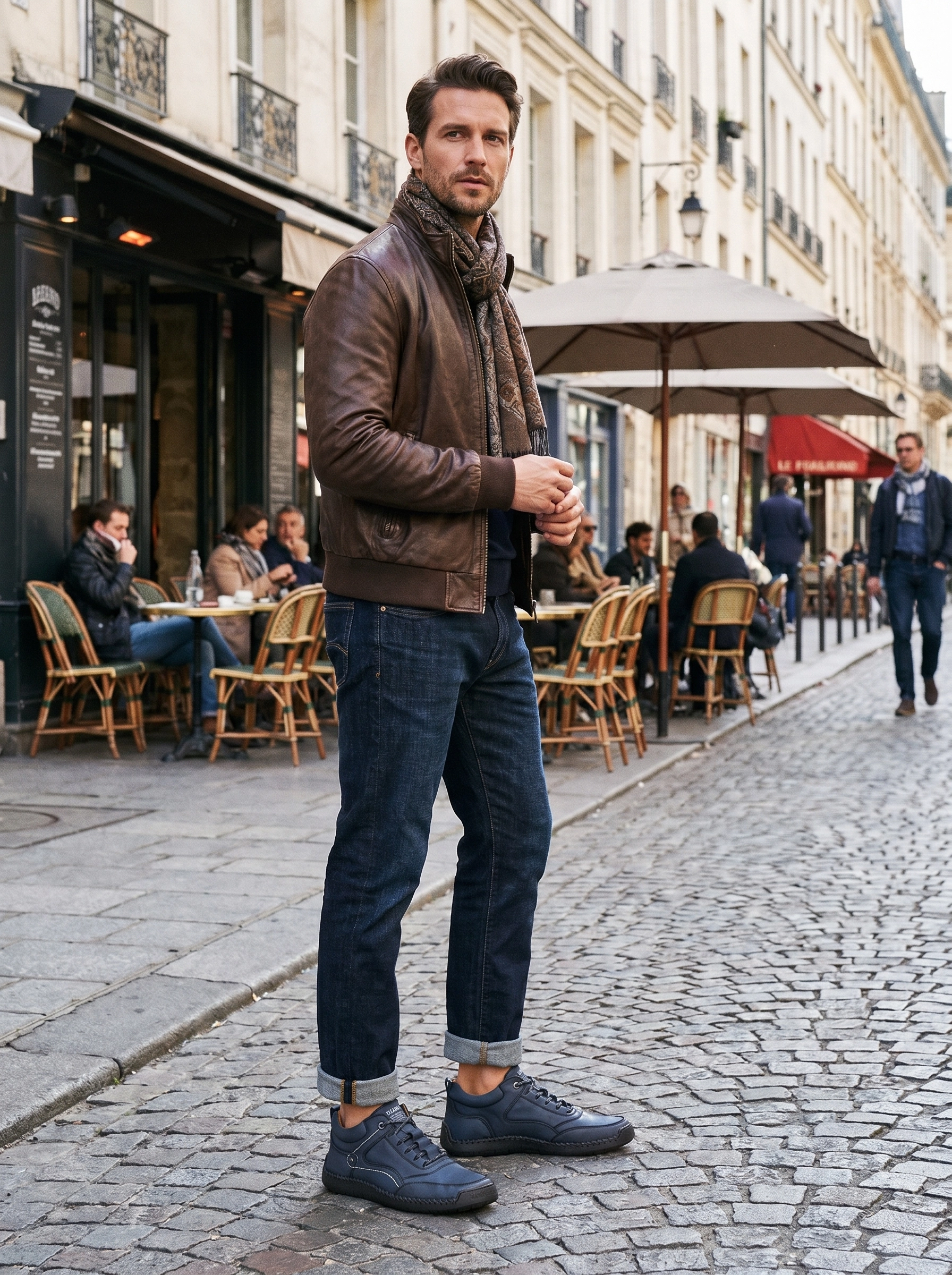 Street-Style Blue Leather Shoes Man