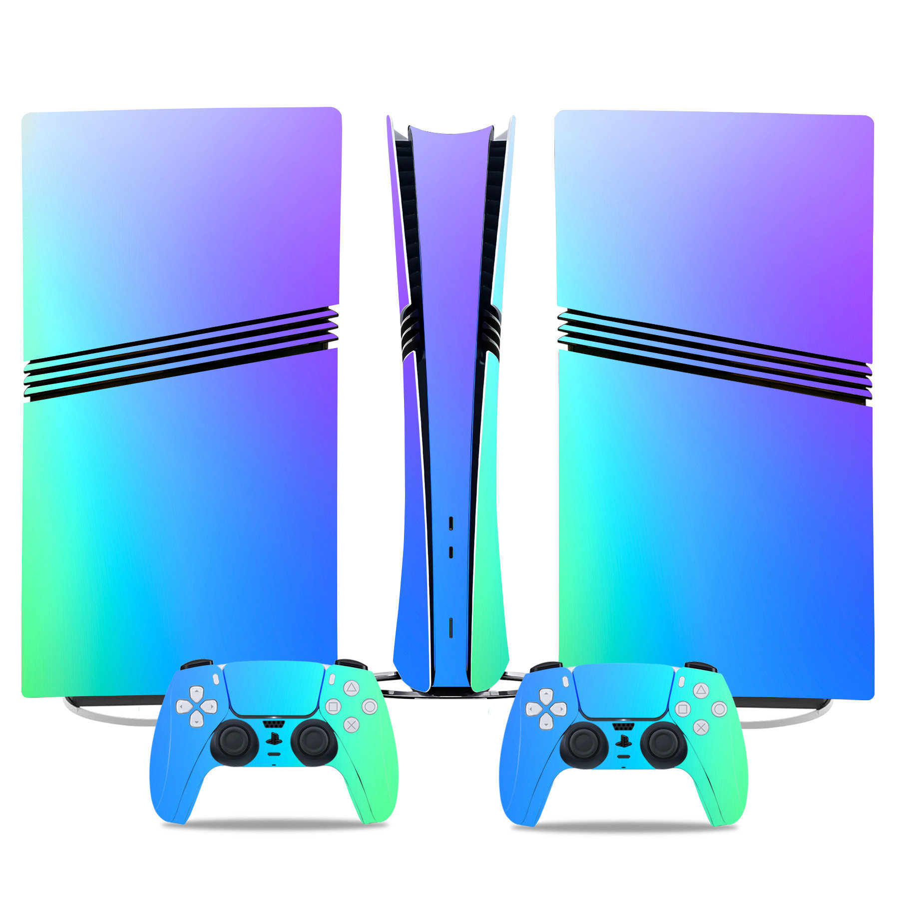 thumbnail image 1 of Compatible con las pegatinas para la consola PlayStation 5 Pro y el juego de calcomanías con diseño degradado para la película protectora del mando de la PS5 Pro, 1 of 2