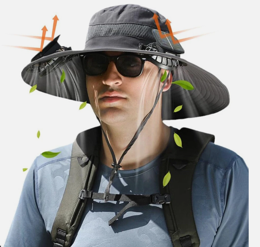 Wide Brim Sun Hat With Solar & USB Powered Fan UV Protection For Camping Fishing - Picture 23 of 25