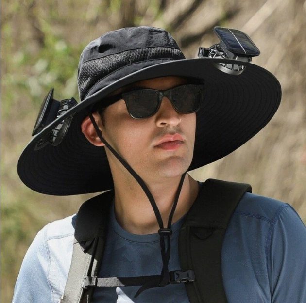 Wide Brim Sun Hat With Solar & USB Powered Fan UV Protection For Camping Fishing - Picture 25 of 25