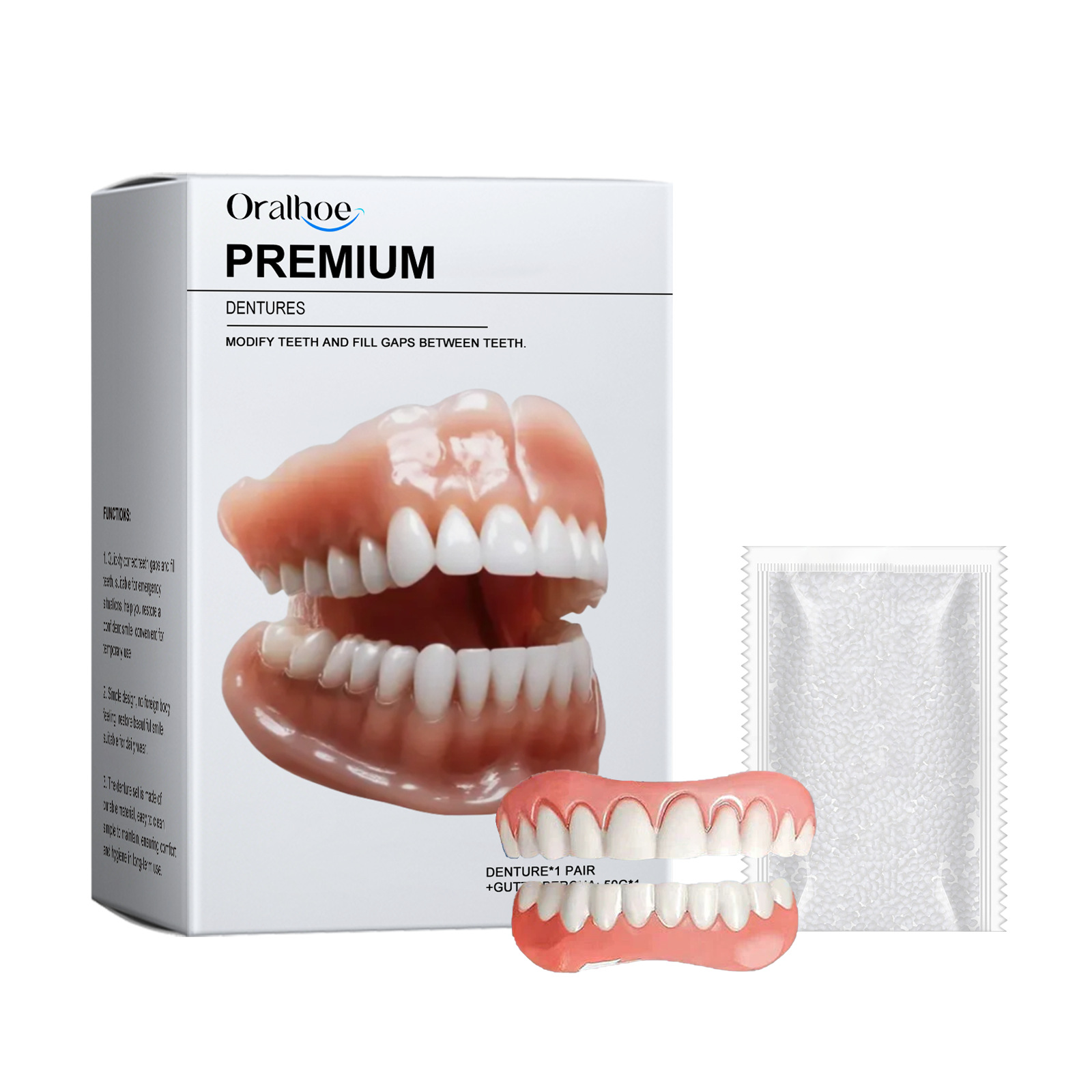 1-3PCS Advanced Customized Full Denture Set, Silicone Reline Denture Set