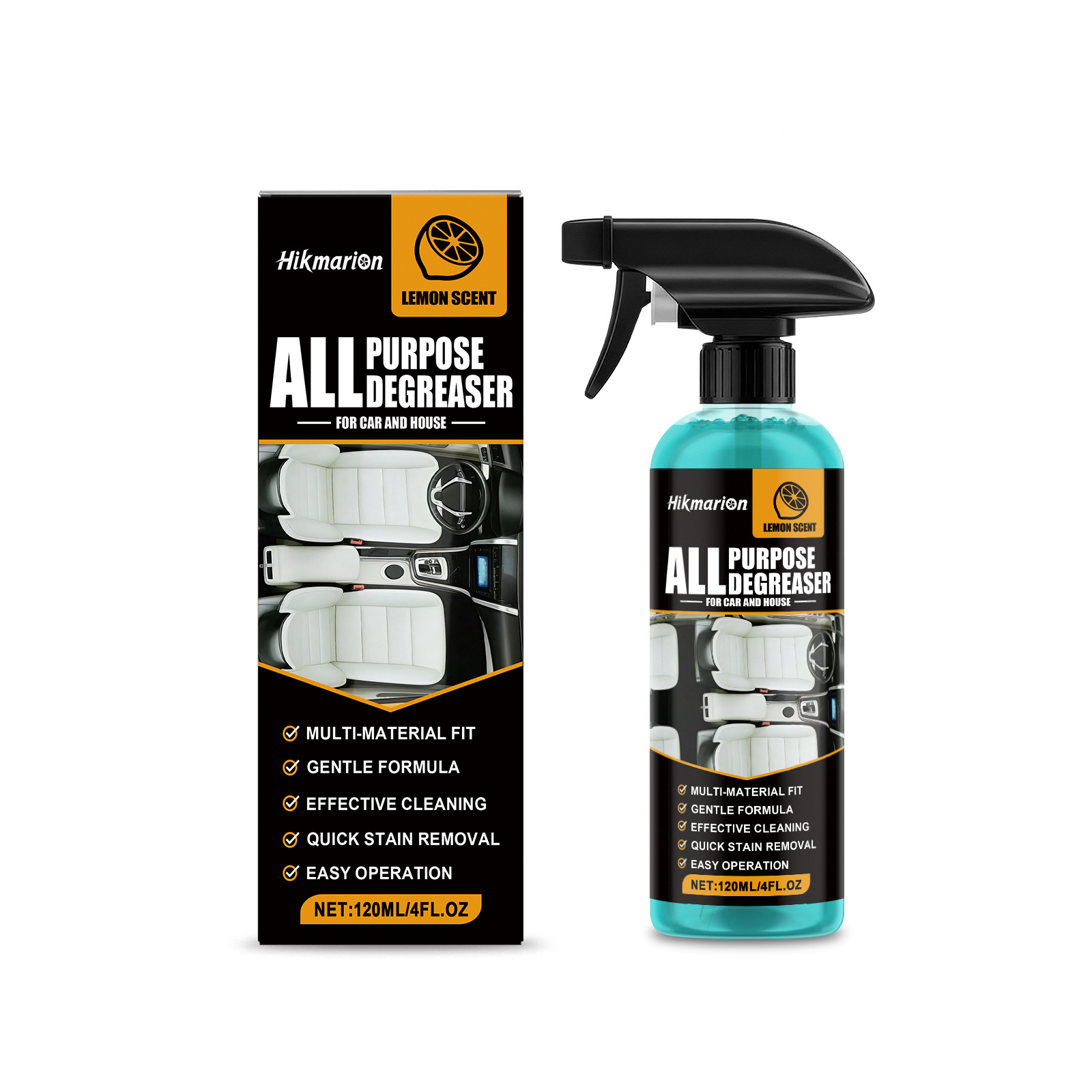 All Purpose Degreaser For Car And House,Lemon Scent Cleaning Spray 120ml US