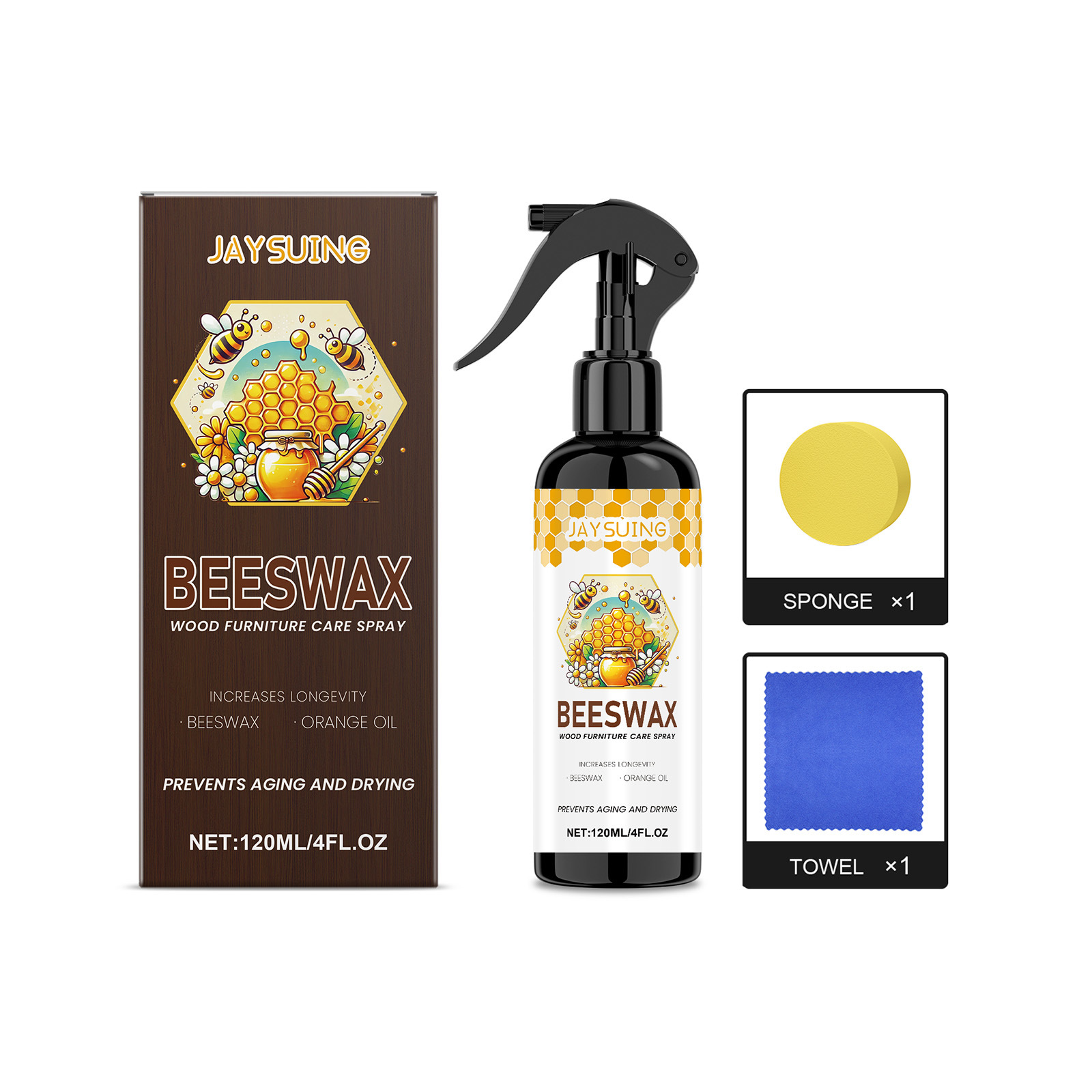 Beeswax Furniture Polish Spray,Multipurpose Wood Floor Cleaner And Polish 120ml