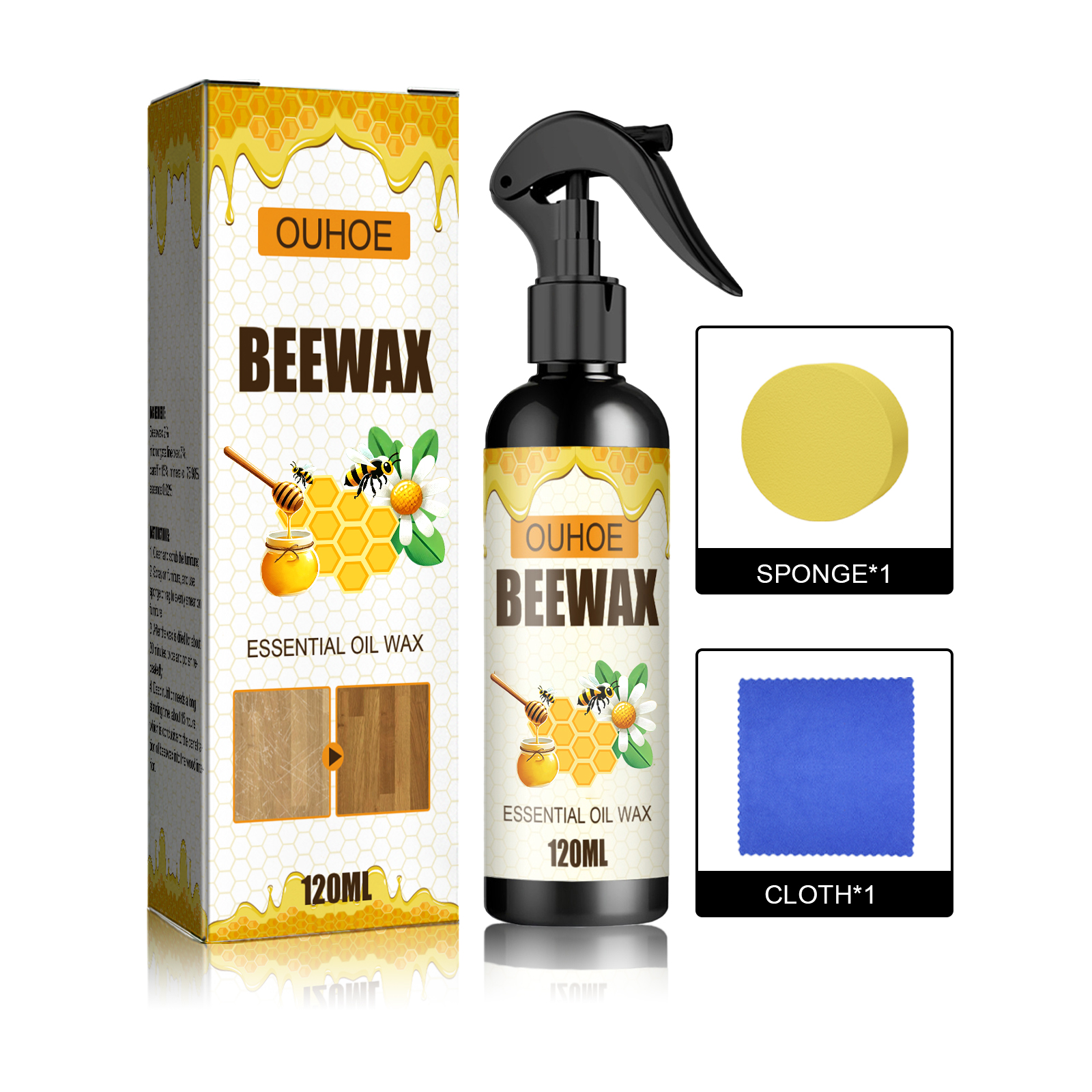 Beeswax Spray Cleaner,Natural Furniture Polish,Beewax Care Restorer,Wood Floors