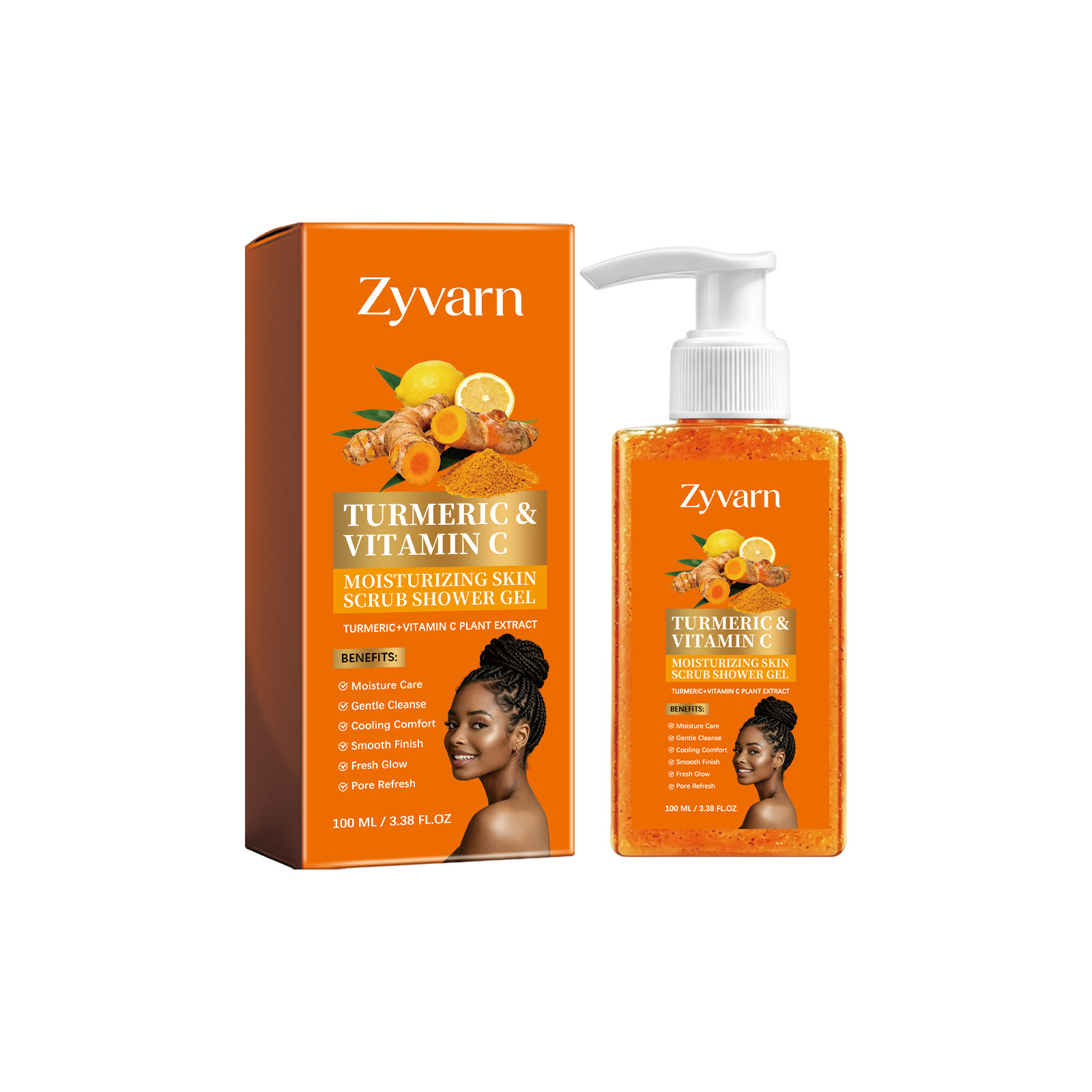 Turmeric Orange Vitamin C Body Wash with Cocoa Exfoliant, Mattifying Scrub USA