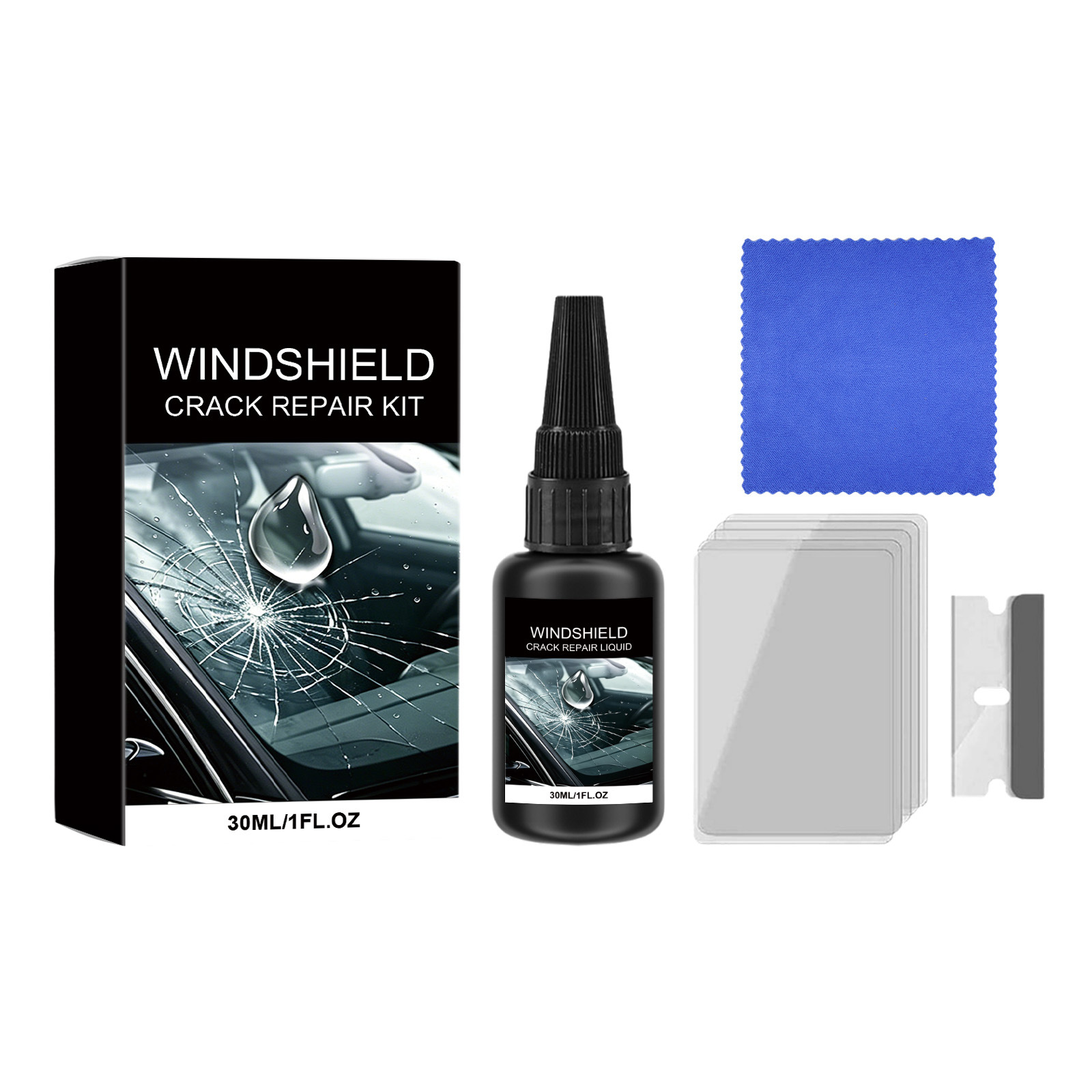 Automotive Glass Repair Kit Fluid Fix Car Windshield Resin Chip Crack Tool