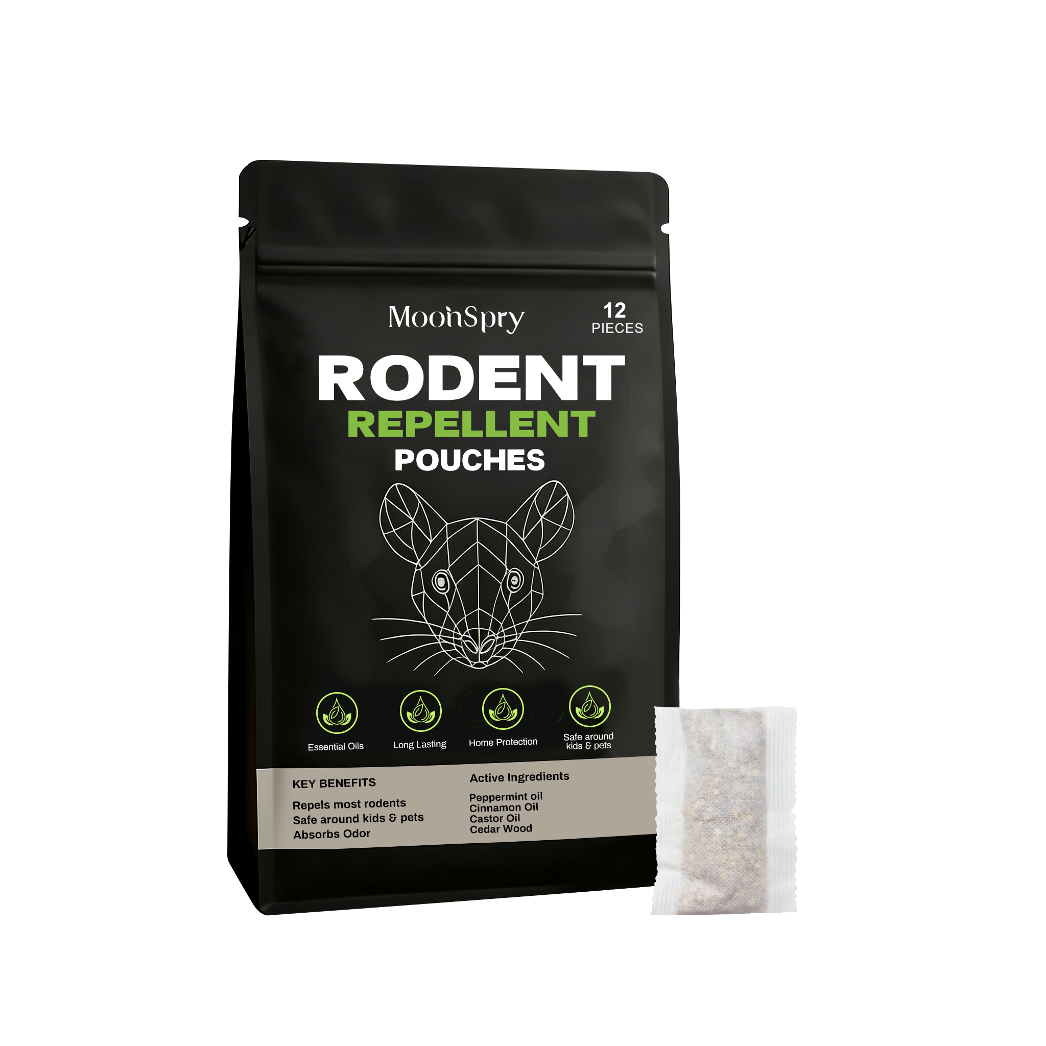 Rodent Repellent Pouches Mice Deterrent, Peppermint Cedarwood for Home RV Garage