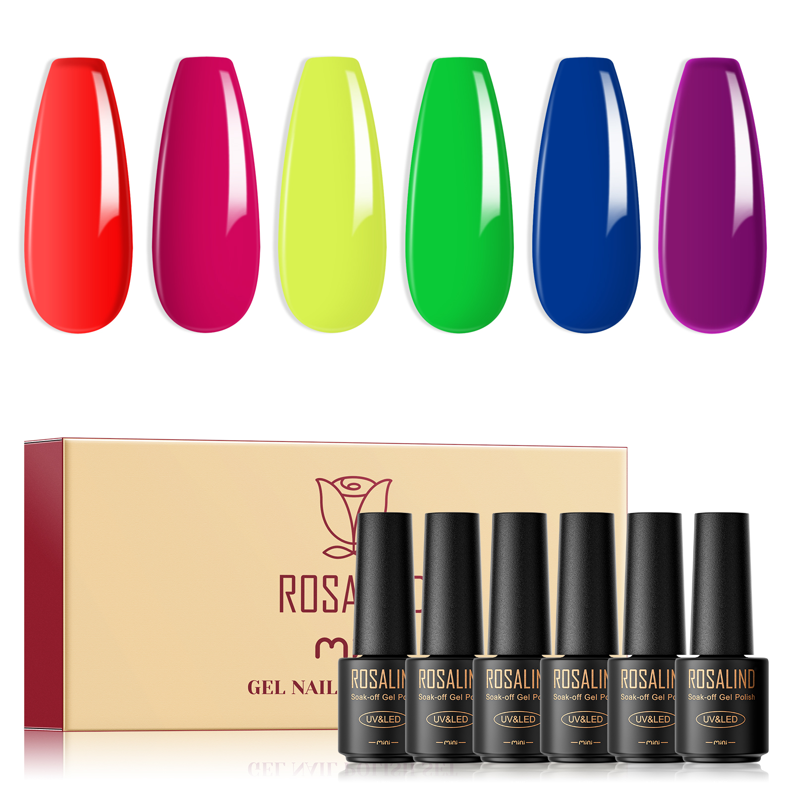 Rosalind-Juego de esmaltes en Gel para uñas, conjunto de manicura híbrida de alto brillo, 6 colores clásicos, UV, semipermanente - 1
