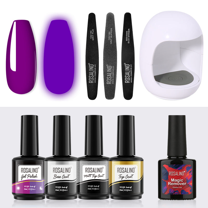 ROSALIND-Juego de manicura de Gel UV, herramientas con removedor rápido mágico, aceite para el cuidado de las uñas, Base mate, Kits de capa superior, 15ML - 1
