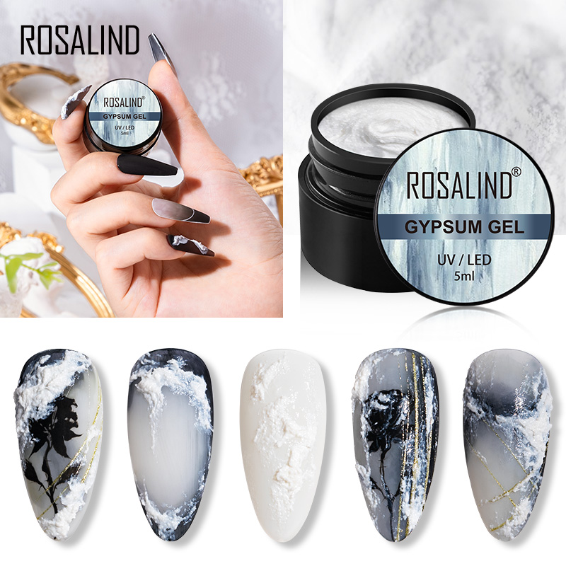 ROSALIND esmalte de Gel de yeso blanco, crea estilos únicos, lámpara UV/LED fácil para diseño de uñas, esmalte de uñas de Gel 3D, No necesita capa superior - 1