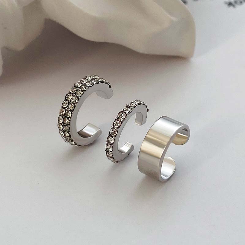 Silver Color Rhinestones Ear Cuff for Women Men Creative Simple C