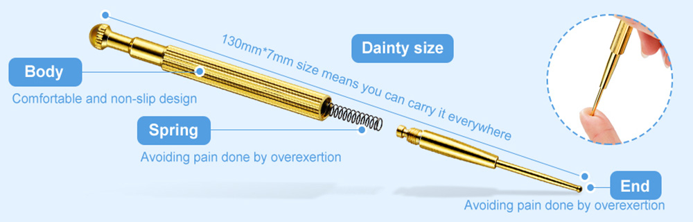 Description Picture 3 of itemFacial Reflexology Massage Tool Retractable Acupuncture Pen Double Headed Spring Ear Care Tool Point Probe Pen Massager for Face