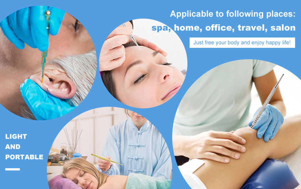 Description Picture 4 of itemFacial Reflexology Massage Tool Retractable Acupuncture Pen Double Headed Spring Ear Care Tool Point Probe Pen Massager for Face