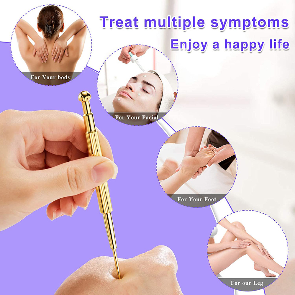 Description Picture 5 of itemFacial Reflexology Massage Tool Retractable Acupuncture Pen Double Headed Spring Ear Care Tool Point Probe Pen Massager for Face