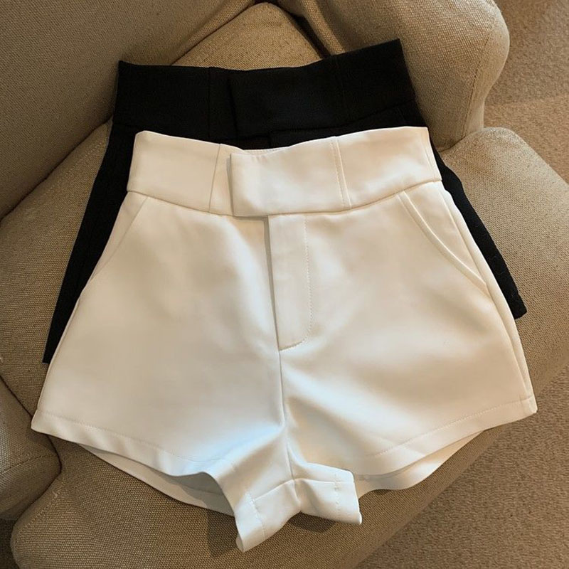Womens Black White Basic Loose Shorts Korean High Waist A Line Wide Leg Short Pants Woman Casual All-Match Streetwear Y2K Shorts