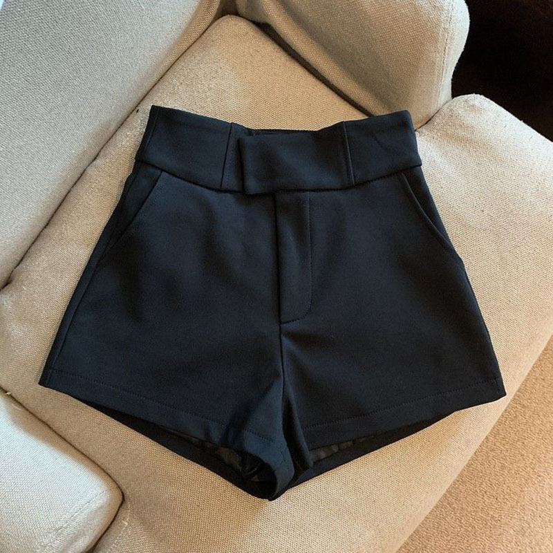 Womens Black White Basic Loose Shorts Korean High Waist A Line Wide Leg Short Pants Woman Casual All-Match Streetwear Y2K Shorts
