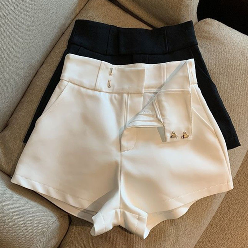 Womens Black White Basic Loose Shorts Korean High Waist A Line Wide Leg Short Pants Woman Casual All-Match Streetwear Y2K Shorts