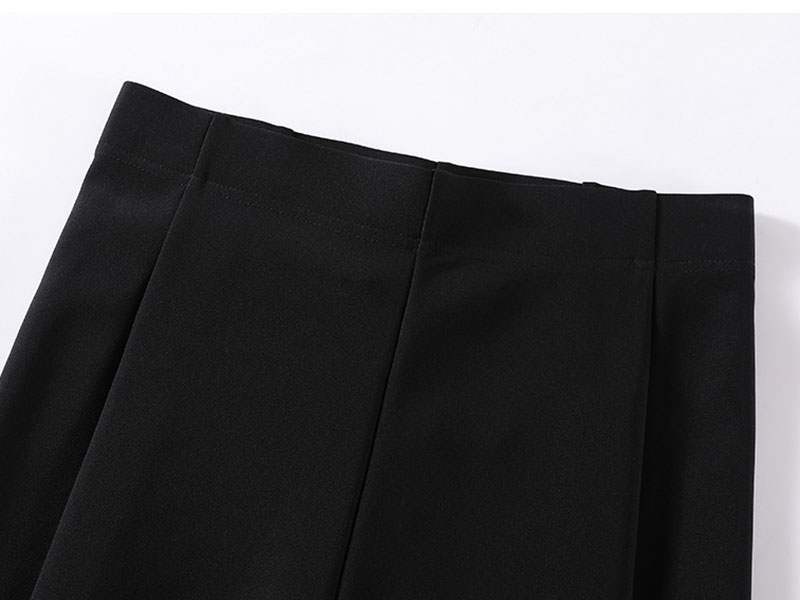 Black Front Split Flares Pants Women Fashion High Waist Elastic Slim Fit Wide Leg Pants Woman 2025 Y2K Simple Popular Trousers