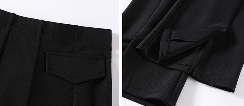 Black Front Split Flares Pants Women Fashion High Waist Elastic Slim Fit Wide Leg Pants Woman 2025 Y2K Simple Popular Trousers